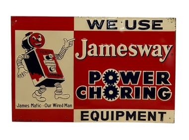 1956 Single Sided Jamesway Embossed Tin Sign