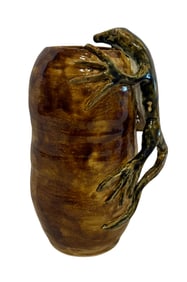 Original Lizard - Gecko Art Pottery Vase - Large Pottery Vase Signed
