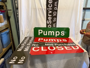 7 Metal Service Pump Signs