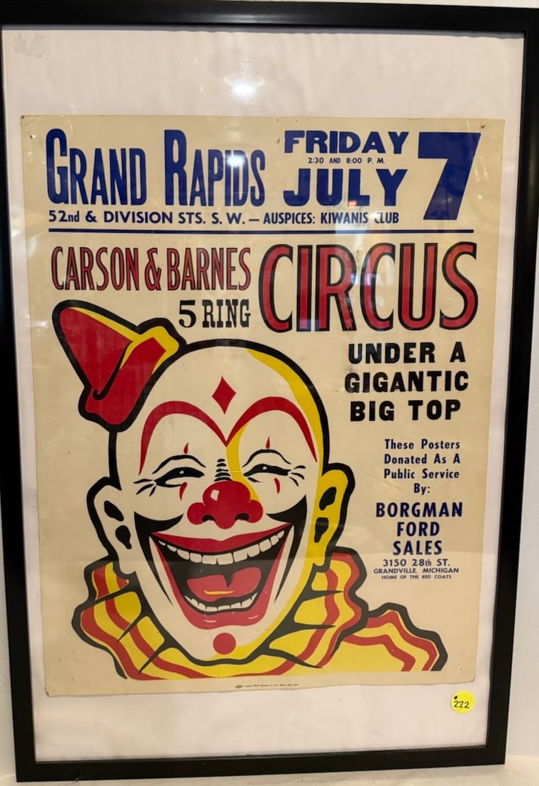 Vintage Original Carson & Barnes Circus Poster Borgman Ford Sales Grandville, Mi (1 of 3)