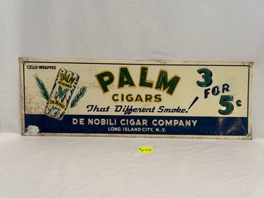 Palm Cigars Single-Sided Embossed Tin Tobacco Sign