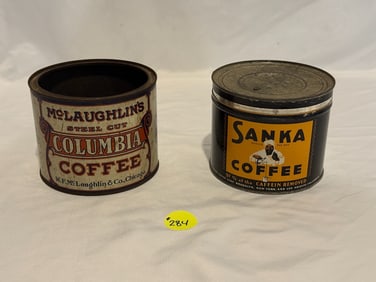 McLaughlin's Columbia & Sanka Coffee Tins