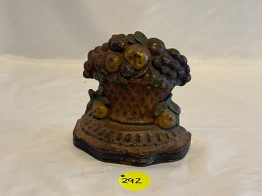Cast Iron Flower Basket Door Stop