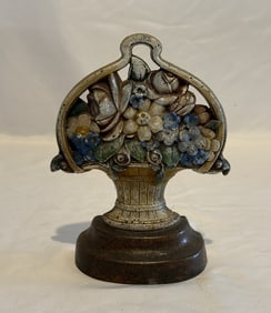 Cast Iron Flower Basket Door Stop