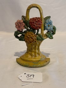 Cast Iron Flower Basket Door Stop