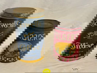 Caswell Yellow/Blue and Folgers Coffee Tins