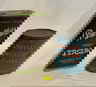 Peerless Pure Coca and Maxwell Coffee Tins