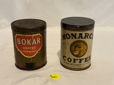 Bokar and Monarch Coffee Tins