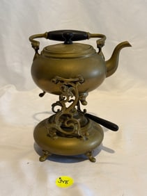 Antique Brass Tea Kettle Burner Combo