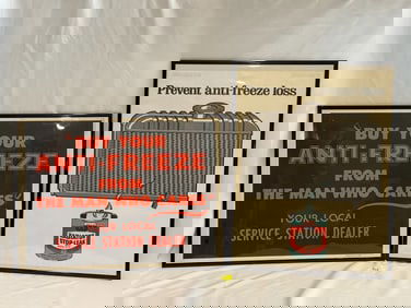 (2) Paper Anti Freeze Signs - Framed