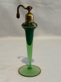 Art Deco Green Glass Perfume Bottle