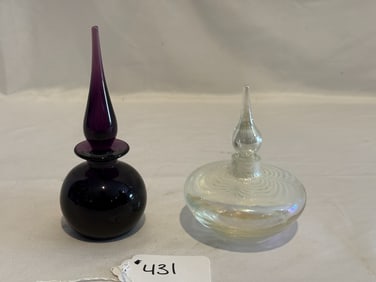 (2) Art Glass Perfume Bottles