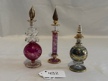 (3) Egyptian Glass Perfume Bottles