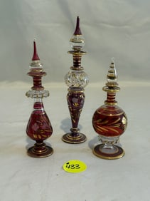 (3) Egyptian Glass Perfume Bottles