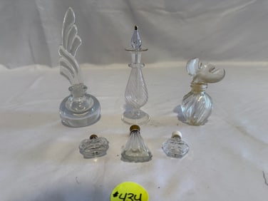Group of Clear Glass Perfume Bottles