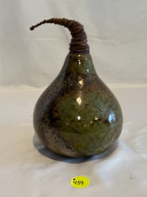 Large Ceramic Art Green/Brown Pear Sculpture