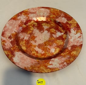 Art Glass Marbled Red Plate
