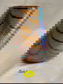 Art Glass Iridescent Swirl Vase