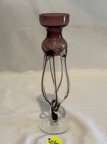 Purple Hand Blown Jelly Fish Candle Holder