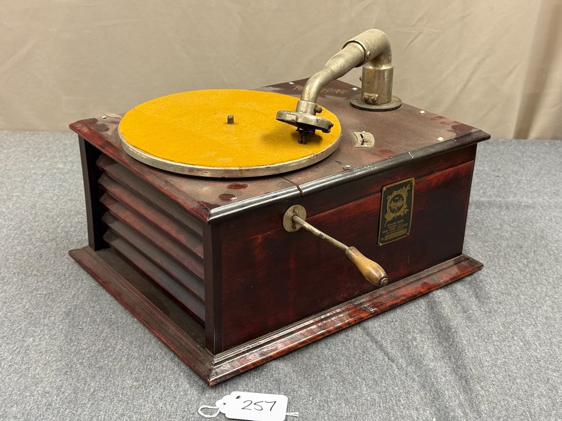 Reginaphone Phonograph: Regina Company, Rahway, NJ. Has reproducer and crank.