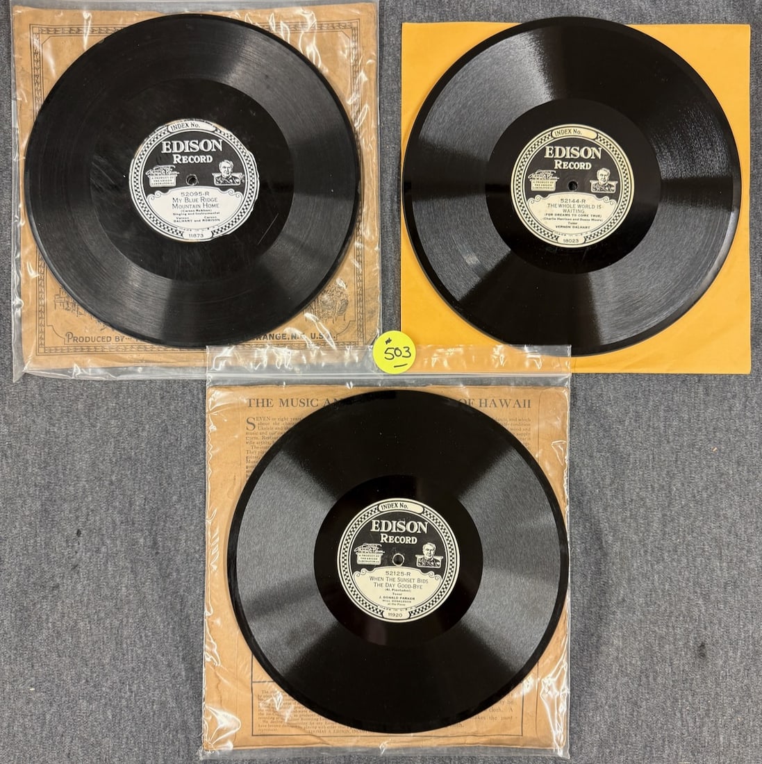 3 Edison Diamond Disc Records (1 of 2)