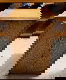 Oak Double Door Record Cabinet