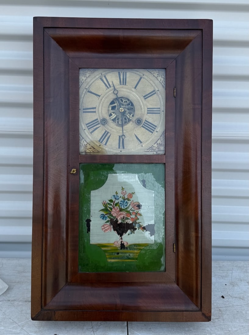 Ogee Weight Driven Wall Clock: Two weights, 16"x 26-1/2"x 4"