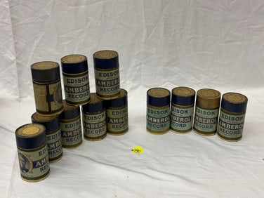 Group of 12 Edison Amberol Cylinders & Box