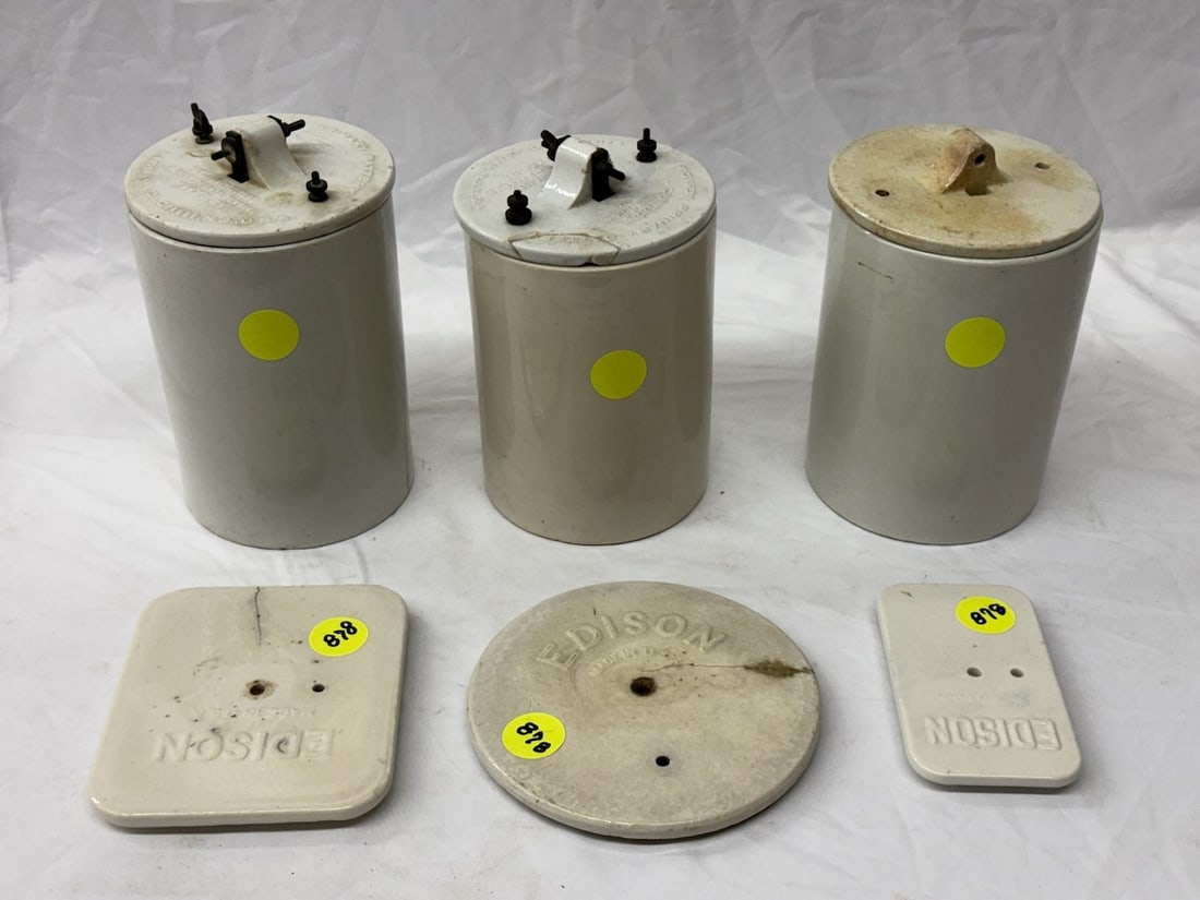 3 Ceramic Edison Battery Jars (1 of 2)