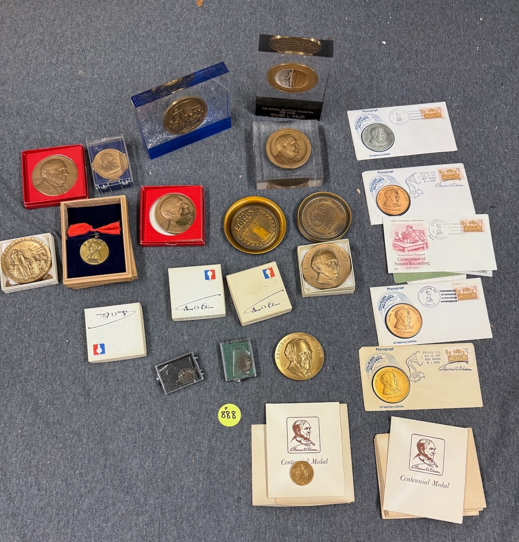 Over 25 Edison medals, and misc.: One lot
