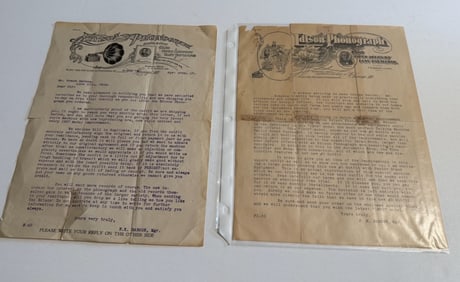 (2) Babson Bros. Edison Phonograph Distributers Letters