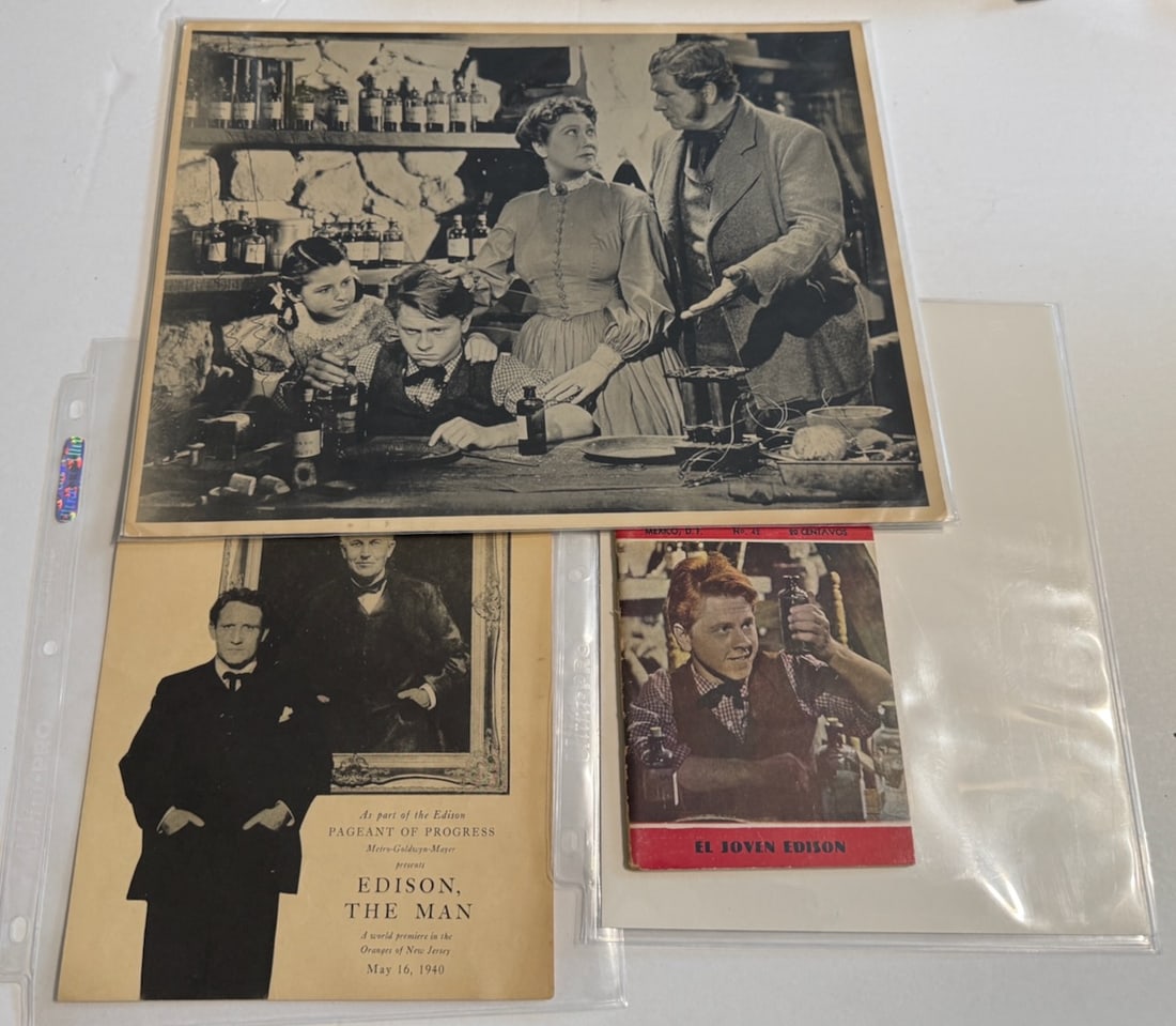 Edison, The Man Movie Memorabilia: Prints, Photo, programs, and posters. One lot