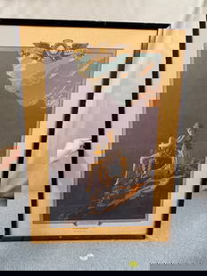 Maxfield Parrish Poster for Edison Mazda: Edison Mazda Lamps, Entitled Contentment. Framed. Measures 37x26