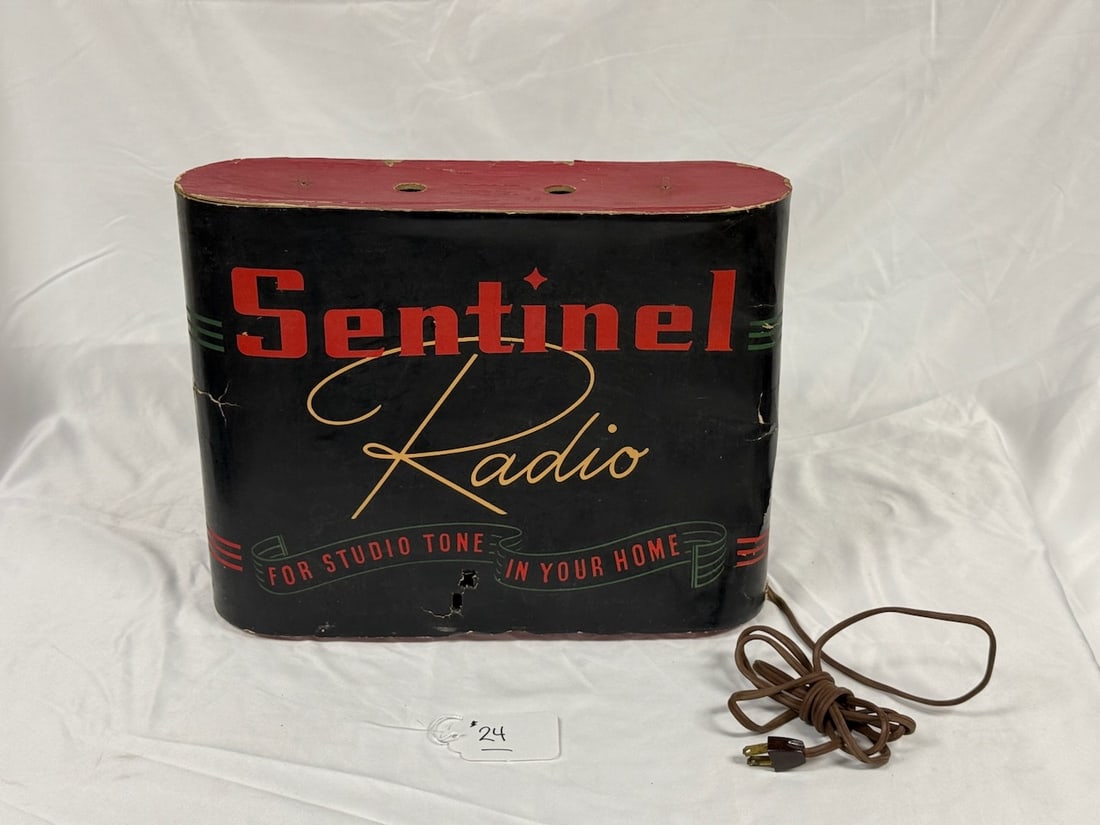 Antique Sentinel Carboard Advertising Radio Speaker: Some wear and tears in cardboard, untested