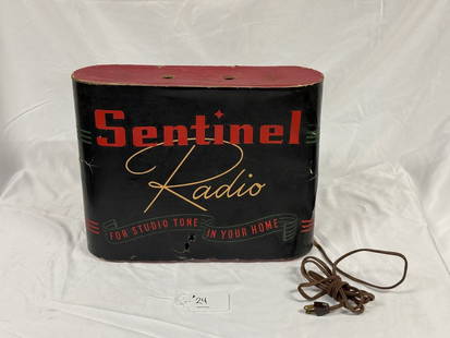 Antique Sentinel Carboard Advertising Radio Speaker: Some wear and tears in cardboard, untested