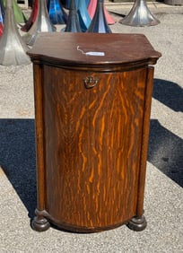 Oak Herzog Bow front Cylinder Record Cabinet