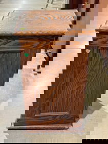 Oak Single Door Cylinder Record Cabinet