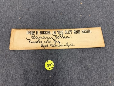 Antique Cardboard Sign for a Coin Op. Phonograph