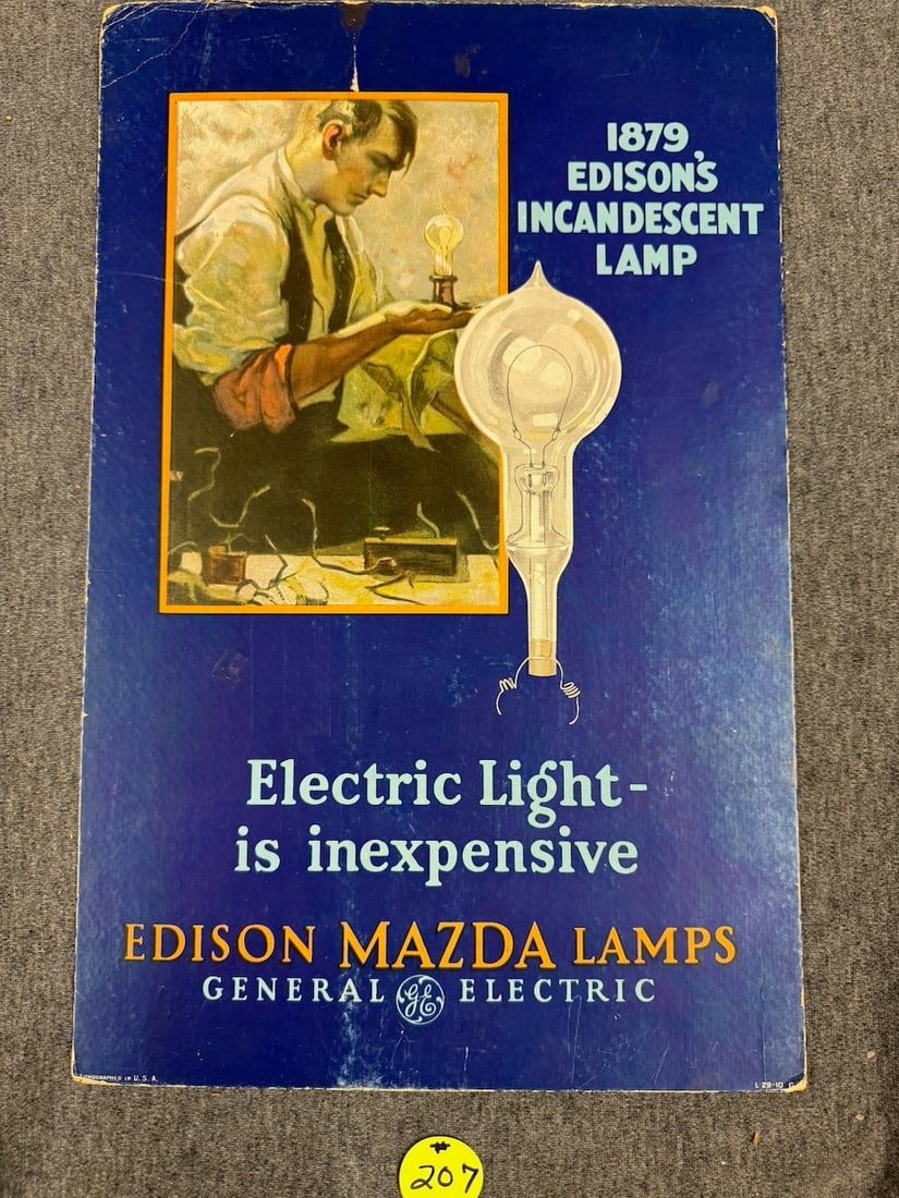 Cardboard Store Sign, Mazda Lamps (1 of 2)