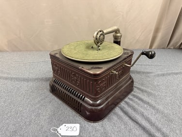 Columbia Europa Embossed Metal Case Phonograph