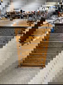 Excellent Oak Six Drawer Cylinder Record Cabinet