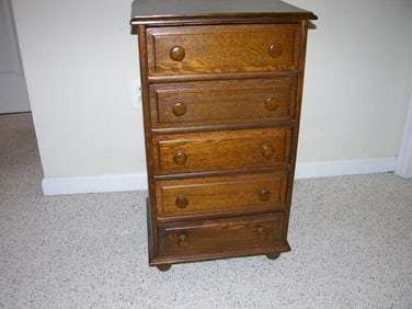 Oak Five drawer Clyinder Record Cabinet