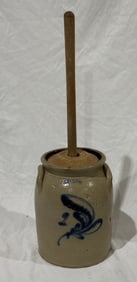 Blue Marked Crockery Churn