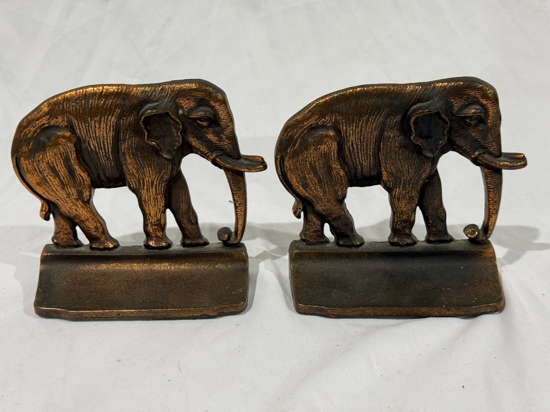 Good set of Elephant bookends: N505 impressed on back. 5.5" tall
