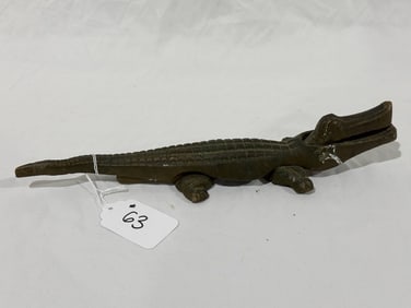 Figural Brass Alligator Nut Cracker