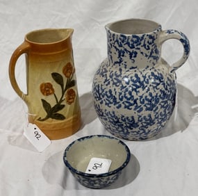 Antique Pitchers and bowl