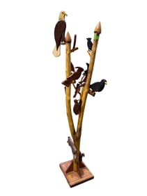 Folk Art Carved Bird Tree