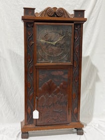 Unusual Carved Shelf Clock with shelf