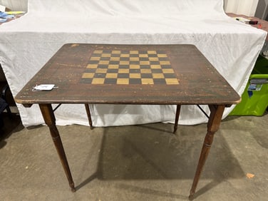 Folding Leg Sewing Table with Checkerboard top