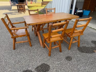 Habitant Style Rustic Dining Table and Chairs